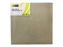 Lot de 3 Cartons toilés - 30 x 30 cm - lin naturel - Monali