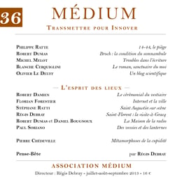 L'esprit des lieux (Médium n°36, juillet-septembre 2013)