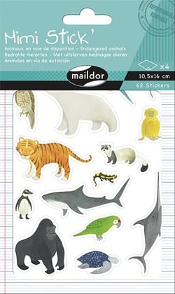 Gommettes Maildor - Animaux rares - 4 planches