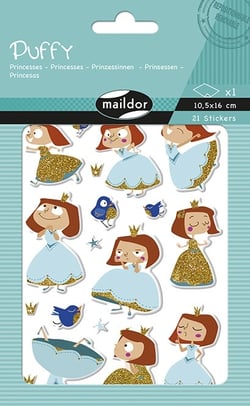 Stickers Puffy Maildor - 10,5 x 16 cm - Princesses - 21 unités