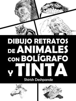 Dibujo retratos de animales con bolígrafo y tinta - Bocetos con bolígrafo, tinta y acuarela en papel coloreado