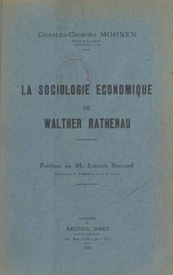 La sociologie économique de Walther Rathenau