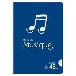Cahier de musique - Format A4 21 x 29.7 cm - Cultura - 48 pages - Bleu 