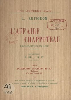 L'affaire Chapoteau - Pièce-bouffe en un acte