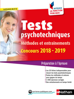 Tests psychotechniques - Méthodes et entraînements - Catégorie B et C - Intégrer la fonction publique - 2018/2019 - Format : ePub 3
