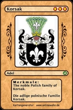 The noble Polish family of Korsak. Die adlige polnische Familie Korsak.
