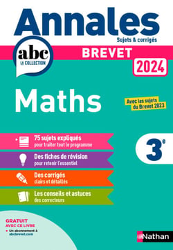 Annales ABC du Brevet 2024 - Maths 3e - Sujets et corrigés + fiches de révisions - EPUB