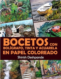 Bocetos con bolígrafo, tinta y acuarela en papel coloreado - Bocetos con bolígrafo, tinta y acuarela en papel coloreado