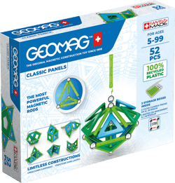 Geomag - Jeu de construction - Classic Panels - Green Line - 52 pièces