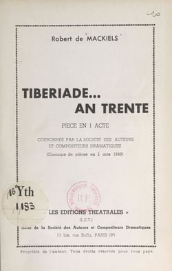 Tibériade... an trente - Pièce en 1 acte