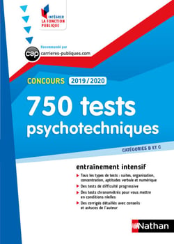 Tests psychotechniques - 750 QCM - Catégorie B et C - Intégrer la fonction publique - 2019/2020 - Format : ePub 3