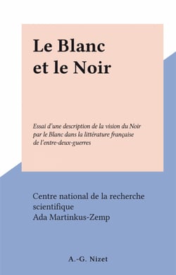 Le Blanc et le Noir - Essai d'une description de la vision du Noir par le Blanc dans la littérature française de l'entre-deux-guerres