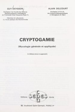 Cryptogamie - Mycologie générale et appliquée