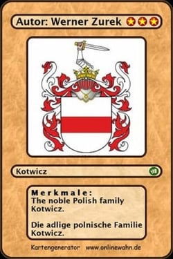 The noble Polish family Kotwicz. Die adlige polnische Familie Kotwicz.