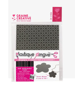 6 feuilles plastique dingue noir et motifs blancs
