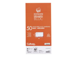 50 enveloppes adhésives précasées blanches - 110x220mm - 80g/m² - Cultura