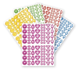 Gommettes Mosaïques Pierres précieuses - 20 planches de 2200 stickers - 16x21cm