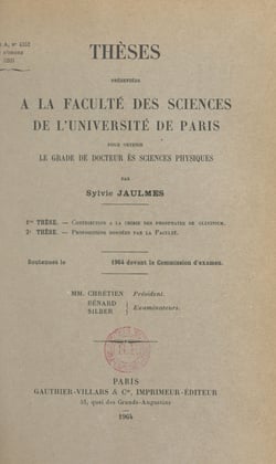 Contribution à la chimie des phosphates de glucinium - Thèse présentée à la Faculté des sciences de l'Université de Paris pour obtenir le grade de Docteur ès sciences physiques. Suivi de propositions données par la Faculté