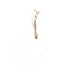 Lot de 25 étiquettes blanches rondes 6 cm avec œillet doré et ficelle 5 m - Créalia