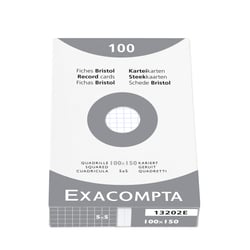 Exacompta – Étui de 100 fiches Bristol – Quadrillé 5x5 – Non perforé – 100 × 150 mm