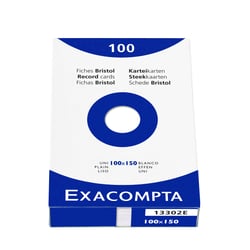 Exacompta – Étui de 100 fiches Bristol – Uni – Non perforé – 100×150mm - Blanc