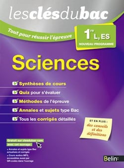 LES CLES DU BAC : tout pour réussir l'examen - sciences - 1ère L, ES (édition 2015)