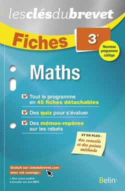 LES CLES DU BREVET : mathématiques - 3e - fiches (édition 2016)