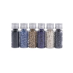 6 flacons perles de rocaille à enfiler 4,5mm Créalia - Bleu foncé