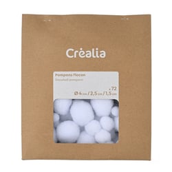 72 pompons blancs - 4/2,5/1,5 cm