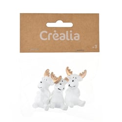 Set de 3 rennes blancs et or en résine 4,7 cm - Créalia