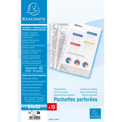 Lot de 10 pochettes perforées 24 x 32 cm - Plastique - Exacompta