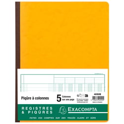 Piqûre 5 colonnes sur 1 page Exacompta - Couleur aléatoire - 32 x 25 cm - 80 pages