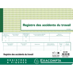Piqûre Exacompta - 24x32cm - Registre des accidents du travail - 20 pages