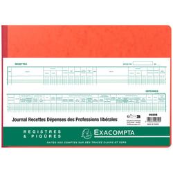 Piqûre Exacompta - 27x38cm - Journal des Recettes Dépenses des Professions libérales - 80 pages