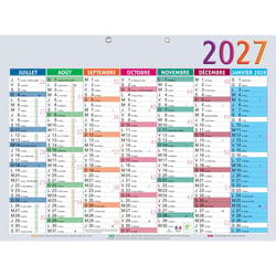 Calendrier mural semestriel recto/verso 2026 Exacompta - 7 mois - Multicolore - 40,5 x 55 cm