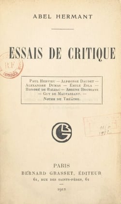 Essais de critique - Hervieu, Daudet, Dumas, Zola, Balzac, Houssaye, Maupassant : notes de théâtre