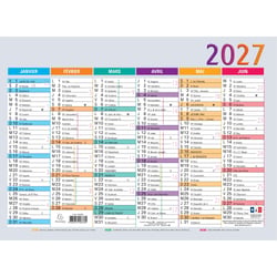 Calendrier mural semestriel recto/verso 2026 Exacompta - 6 mois - Multicolore - 22 x 29,5 cm