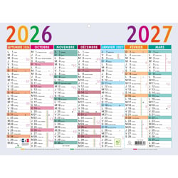 Calendrier scolaire 2026/2027 Exacompta - 13 mois - Multicolore - 29,5 x 22 cm