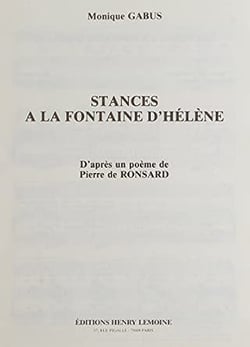 Stance à la fontaine d'Hélène - partition voix