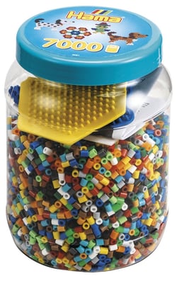 Perles et plaques en pot Hama - MIDI - 7000 pièces + 2 plaques