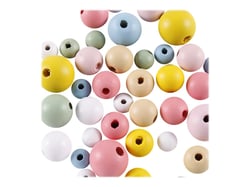 Fydun Perle En Bois 200pcs 16mm Perles En Bois Rondes Perles Peintes Perles Accessoires De