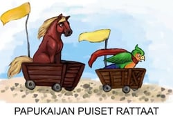 Papukaijan puiset rattaat