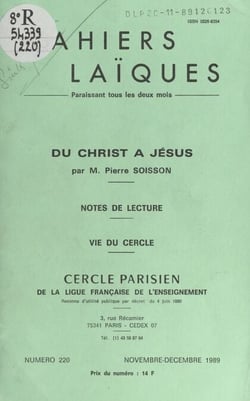 Du Christ à Jésus - Notes de lecture. Vie du Cercle