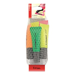 Lot de 5 surligneurs pointe large - STABILO - Couleurs assorties - NEON