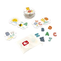 Puzzle 28 Pièces Carton + 26 Lettres en Bois - Developpe la Motricité Fine - Jouet d'Eveil en Bois et Carton