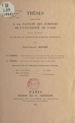 Thèses présentées à la faculté des sciences de l'Université de Paris pour obtenir le grade de docteur ès sciences physiques