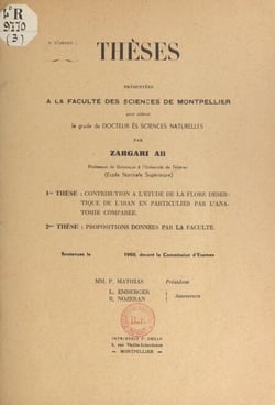 Contribution à l'étude de la flore désertique de l'Iran, en particulier par l'anatomie comparée - Thèse présentée à la Faculté des sciences de Montpellier pour obtenir le grade de Docteur ès sciences naturelles. Suivi de Propositions données par la Fac...