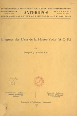 Énigmes des L'éla de la Haute-Volta, A.O.F.