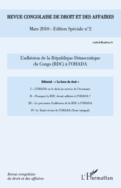 L'adhésion de la République démocratique du Congo (RDC) à l'OHADA - Mars 2010 n° 2 Edition spéciale