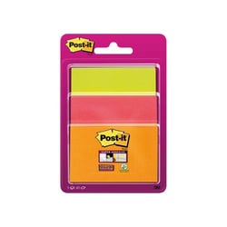 Notes Super Sticky Post-it® couleurs sur carte - 3 blocs de 45 feuilles